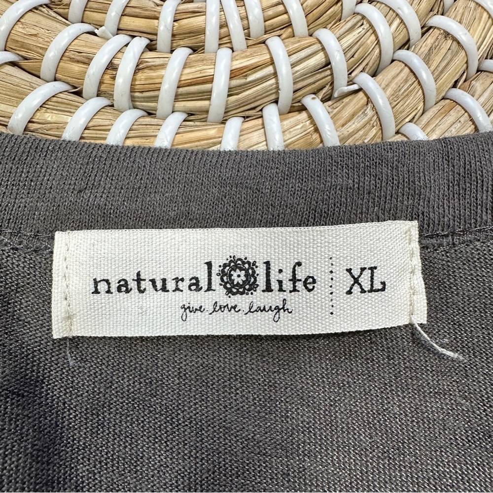 SOLD | Natural Life Penny Layered Knee Tee Top Longsleeve Boho in Charcoal Multi - Picture 9 of 14